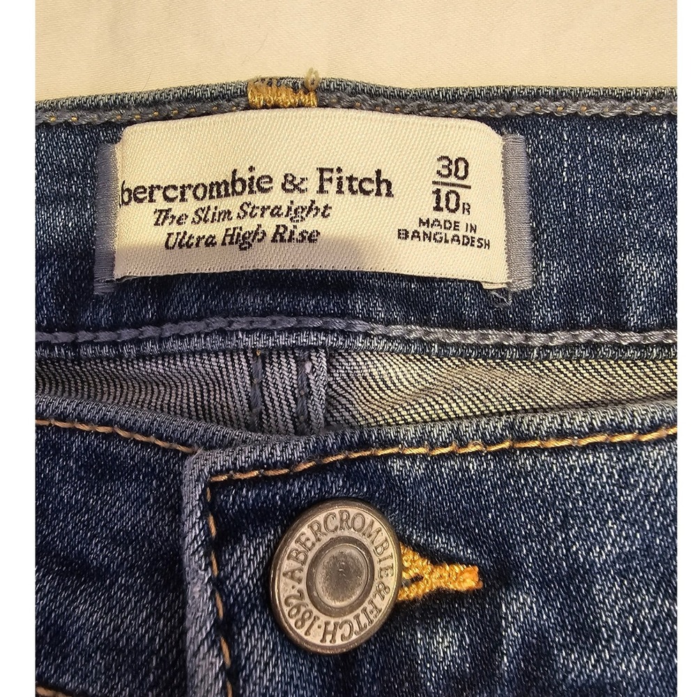 Abercrombie & Fitch Slim Straight Ultra High Rise Jeans Blue 30 10R 155D1273 - Picture 3 of 7